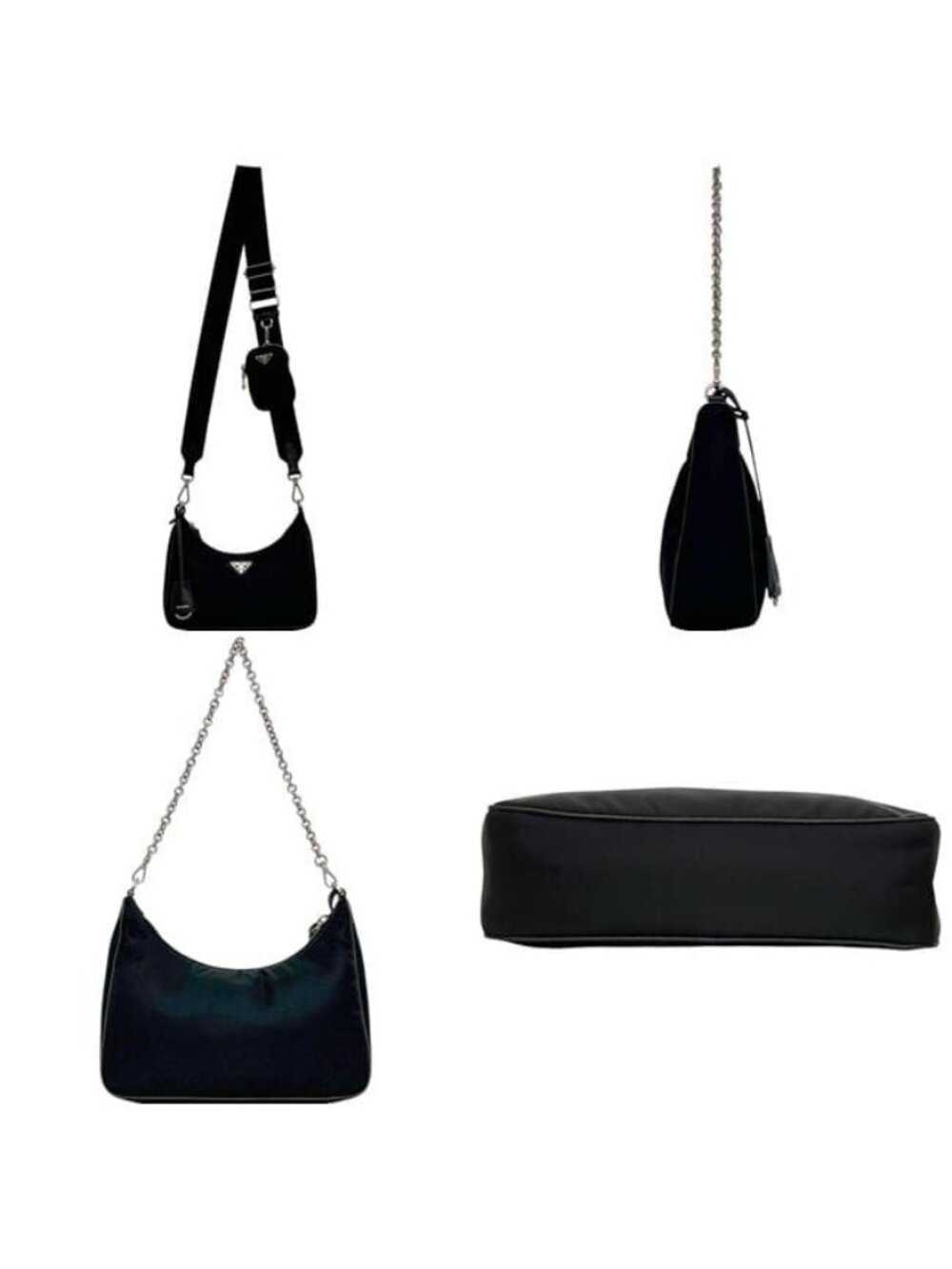 Prada Pouch 2-Way Black Nero Re-Nylon Shoulder Bag Nylon - Picture 2 of 10